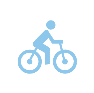 lichtblauw icoon van een fiets /fietser